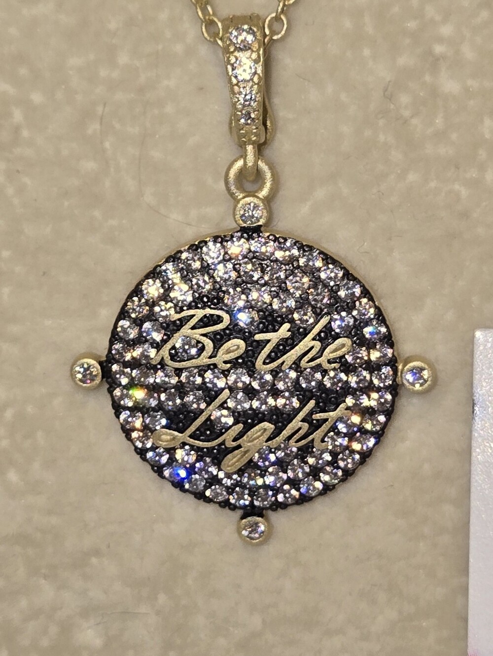 Freida Rothman Be the Light Pavé Crystal Round Necklace 16" - 18" MSRP $395